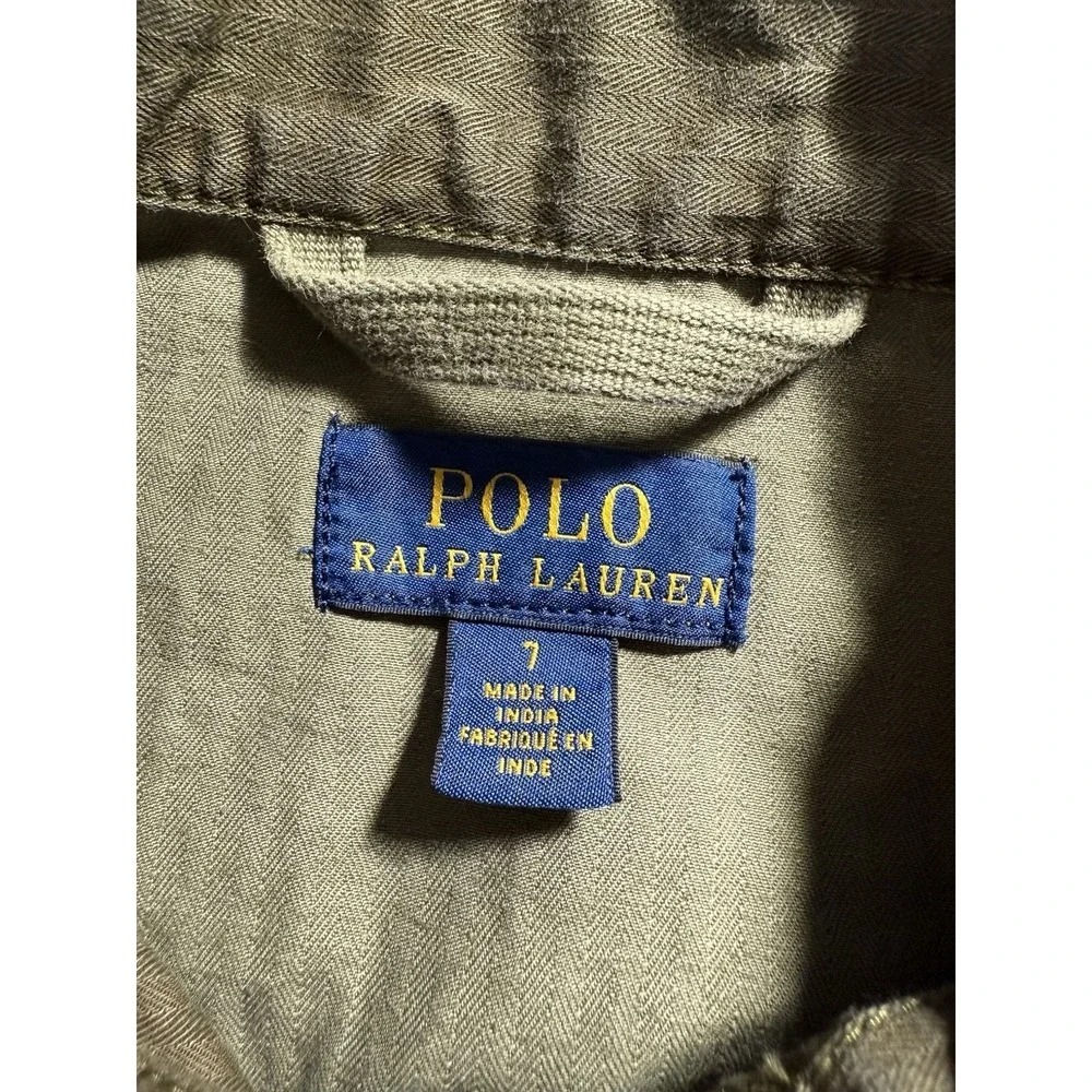 Polo Ralph Lauren Boys Kids Green Cotton Patch Field Coat Jacket Size 7 Military